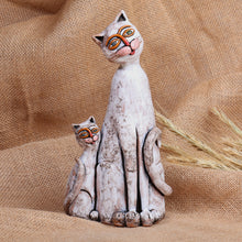 Load image into Gallery viewer, Cat-Themed Painted Ceramic Sculpture Crafted in Armenia - My Feline Heroine | NOVICA