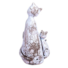 Load image into Gallery viewer, Cat-Themed Painted Ceramic Sculpture Crafted in Armenia - My Feline Heroine | NOVICA
