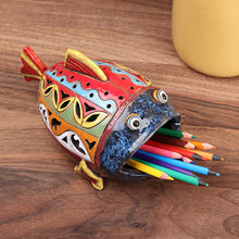 Load image into Gallery viewer, Handcrafted Multicolor Fish-Shaped Ceramic Tealight Holder - Light Fish | NOVICA
