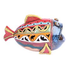 Load image into Gallery viewer, Handcrafted Multicolor Fish-Shaped Ceramic Tealight Holder - Light Fish | NOVICA