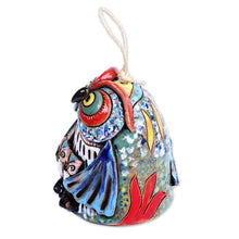 Load image into Gallery viewer, Handcrafted Painted Mother Owl Ceramic Bell Ornament - Double Mother | NOVICA