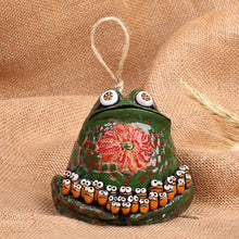 Load image into Gallery viewer, Whimsical Handcrafted Painted Frog Ceramic Bell Ornament - Froggy Teacher | NOVICA