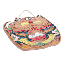 Load image into Gallery viewer, Handcrafted Whimsical Cat-Shaped Ceramic Wall Art - Traveler Cat | NOVICA