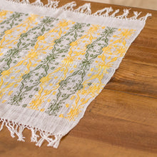 Load image into Gallery viewer, Leafy Handwoven Green and Yellow Cotton Placemat - Sun Over the Forest | NOVICA