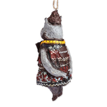 Load image into Gallery viewer, Whimsical Hand-Painted Papier Mache Cat Ornament - Lady Cat | NOVICA