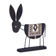 Load image into Gallery viewer, Hand-Carved Black and Brown Elm Tree Wood Donkey Sculpture - Donkey Shadows | NOVICA