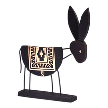 Load image into Gallery viewer, Hand-Carved Black and Brown Elm Tree Wood Donkey Sculpture - Donkey Shadows | NOVICA