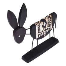 Load image into Gallery viewer, Hand-Carved Black and Brown Elm Tree Wood Donkey Sculpture - Donkey Shadows | NOVICA