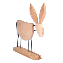 Load image into Gallery viewer, Hand-Carved Natural-Toned Linden Wood Donkey Sculpture - Donkey Nature | NOVICA