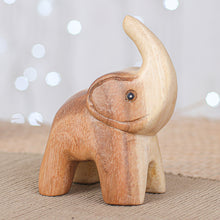 Load image into Gallery viewer, Hand-Carved Baby Elephant Raintree Wood Figurine - Plump Joy | NOVICA