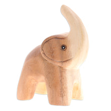 Load image into Gallery viewer, Hand-Carved Baby Elephant Raintree Wood Figurine - Plump Joy | NOVICA