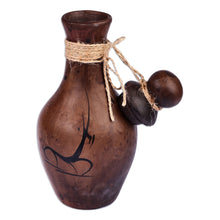 Load image into Gallery viewer, Handmade Terracotta Decorative Bottle with Jute Rope Accents - Bezoar Goat | NOVICA