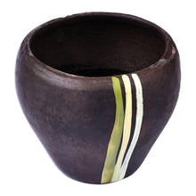 Load image into Gallery viewer, Handcrafted Striped Terracotta Decorative Flower Pot - Lines of Nature | NOVICA