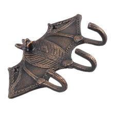 Load image into Gallery viewer, Bat-Shaped Copper-Plated Brass Key Rack from India - Glorious Bat | NOVICA
