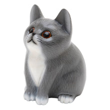 Load image into Gallery viewer, Handcrafted Kitten Suar Wood Figurine in Grey Hues - Dreamy Kitten | NOVICA