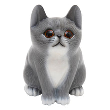 Load image into Gallery viewer, Handcrafted Kitten Suar Wood Figurine in Grey Hues - Dreamy Kitten | NOVICA