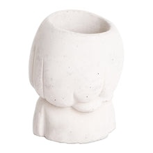 Load image into Gallery viewer, Handcrafted Whimsical Girl and Cat Cement Flower Pot - Love & Tenderness | NOVICA
