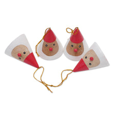 Load image into Gallery viewer, Set of 4 Hand-Painted Wood Santa Ornaments Made in Bali - Mr. Santa | NOVICA