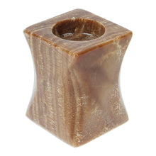 Load image into Gallery viewer, Modern Natural Onyx Tealight Candleholder in Cinnamon Hues - Altar to Light | NOVICA