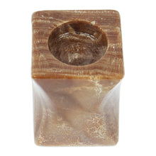 Load image into Gallery viewer, Modern Natural Onyx Tealight Candleholder in Cinnamon Hues - Altar to Light | NOVICA