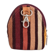 Load image into Gallery viewer, Striped Cotton Keychain Coin Purse Hand-Woven in Guatemala - Fertile Land | NOVICA