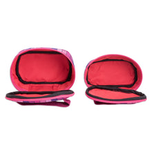 Load image into Gallery viewer, Set of 2 Magenta and Purple Striped Cotton Cosmetic Bags - Magenta Styles | NOVICA