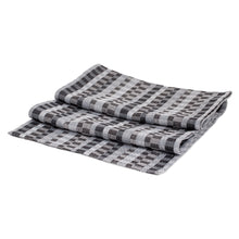 Load image into Gallery viewer, Handwoven Checkered Cotton Table Runner in Black Grey White - Checkered Elegance | NOVICA