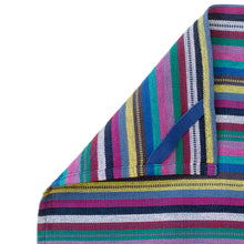 Load image into Gallery viewer, Handloomed Cotton Striped Napkin in Blue and Purple Hues - Delicious Waters | NOVICA