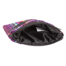 Load image into Gallery viewer, Handwoven Striped Purple-Toned Cotton Coin Purse - Discreet & Stylish | NOVICA