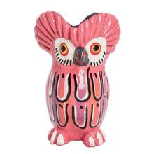 Load image into Gallery viewer, Ceramic Owl Figurine in Pink Hand-Painted in Guatemala - Sweet Tecolote | NOVICA
