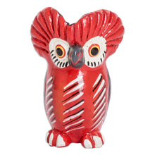 Load image into Gallery viewer, Small Ceramic Owl Figurine in Red Hand-Painted in Guatemala - Vibrant Tecolote | NOVICA