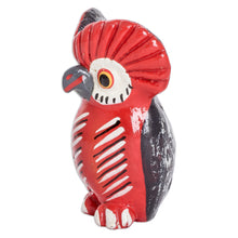Load image into Gallery viewer, Small Ceramic Owl Figurine in Red Hand-Painted in Guatemala - Vibrant Tecolote | NOVICA