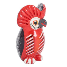 Load image into Gallery viewer, Small Ceramic Owl Figurine in Red Hand-Painted in Guatemala - Vibrant Tecolote | NOVICA