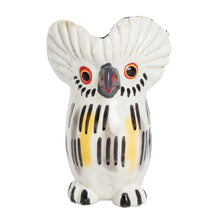 Load image into Gallery viewer, Ceramic Owl Figurine in White Hand-Painted in Guatemala - Charming Tecolote | NOVICA