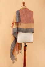 Load image into Gallery viewer, Hand-Woven Striped Orange and Yellow 100% Baby Alpaca Shawl - Deserts | NOVICA