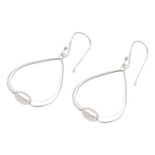 Load image into Gallery viewer, Modern Peach-Toned Cultured Pearl Dangle Earrings - Ocean Core | NOVICA