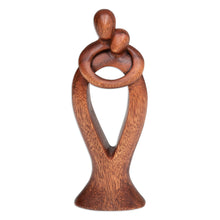 Load image into Gallery viewer, Hand-Carved Romantic Semi-Abstract Suar Wood Sculpture - Valentine Romance | NOVICA