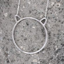 Load image into Gallery viewer, Cat-Themed Minimalist Sterling Silver Pendant Necklace - Purrfection | NOVICA