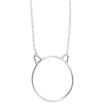 Load image into Gallery viewer, Cat-Themed Minimalist Sterling Silver Pendant Necklace - Purrfection | NOVICA