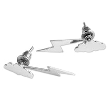 Load image into Gallery viewer, Nature-Themed Bolt Sterling Silver Ear Jacket Earrings - Style Thunder | NOVICA