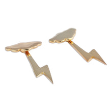 Load image into Gallery viewer, Nature-Themed Bolt Gold-Plated Ear Jacket Earrings - Triumph Thunder | NOVICA
