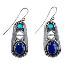 Load image into Gallery viewer, Oxidized Lapis Lazuli Turquoise 925 Silver Dangle Earrings - Magic Lake | NOVICA