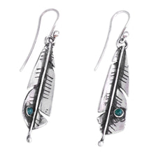Load image into Gallery viewer, Polished Feather-Shaped Green Onyx Dangle Earrings - Plumage of the Serene | NOVICA