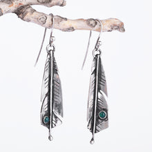 Load image into Gallery viewer, Polished Feather-Shaped Green Onyx Dangle Earrings - Plumage of the Serene | NOVICA