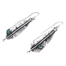 Load image into Gallery viewer, Polished Feather-Shaped Green Onyx Dangle Earrings - Plumage of the Serene | NOVICA