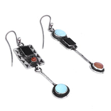 Load image into Gallery viewer, Geometric Modern Multi-Gemstone Dangle Earrings from Armenia - Aesthetic Sensations | NOVICA