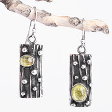 Load image into Gallery viewer, Sterling Silver Yellow Synthetic Sapphire Dangle Earrings - Twilight Lights | NOVICA