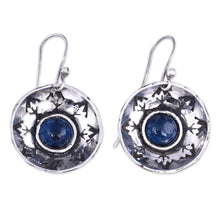 Load image into Gallery viewer, Sterling Silver Blue Synthetic Sapphire Dangle Earrings - Armenian Wonders | NOVICA