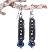 Load image into Gallery viewer, Traditional Oxidized Synthetic Sapphire Dangle Earrings - Magical Fruits | NOVICA
