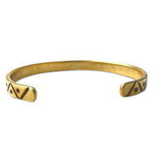 Load image into Gallery viewer, Polished Triangle-Patterned Brass Cuff Bracelet from Armenia - Dawn Triangles | NOVICA
